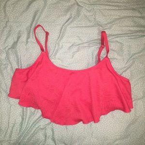Red flounce bikini top